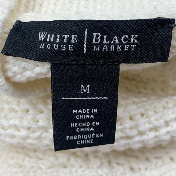 WHBM Ecru High-Neck Mixed-Stitch High-Low Sweater - Picture 9 of 11